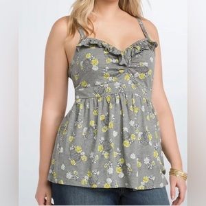 Torrid Floral Skull Ruffle Babydoll Tank Top Cami